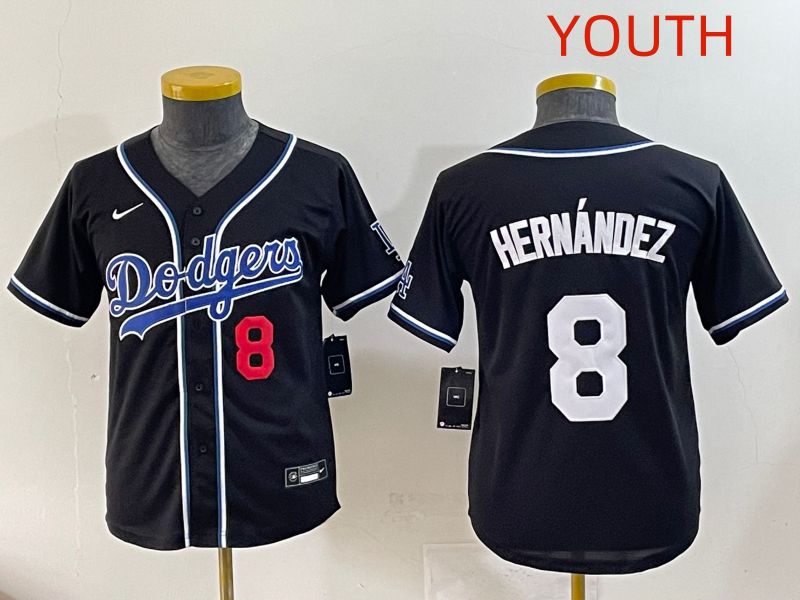 Youth 2025 Los Angeles Dodgers #8 Hernandez Black Three generations Fashion Nike MLB Jersey style 2->youth mlb jersey->Youth Jersey